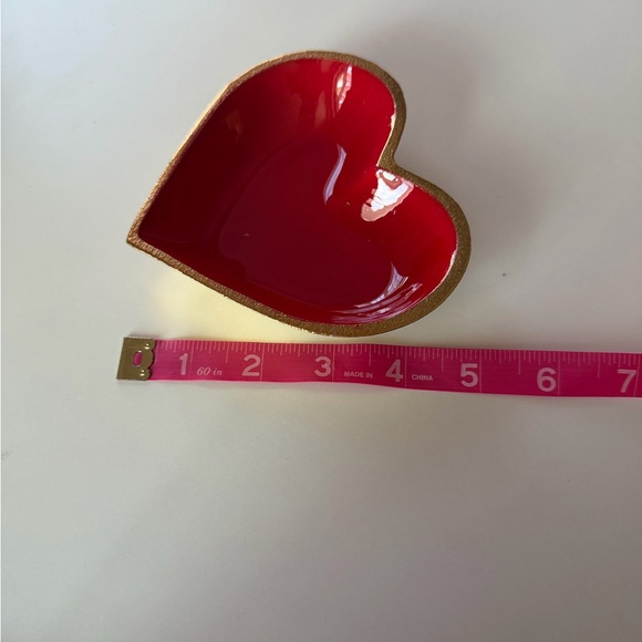 Red Heart-Shaped Bowl with Gold Trim - Picture 4 of 4